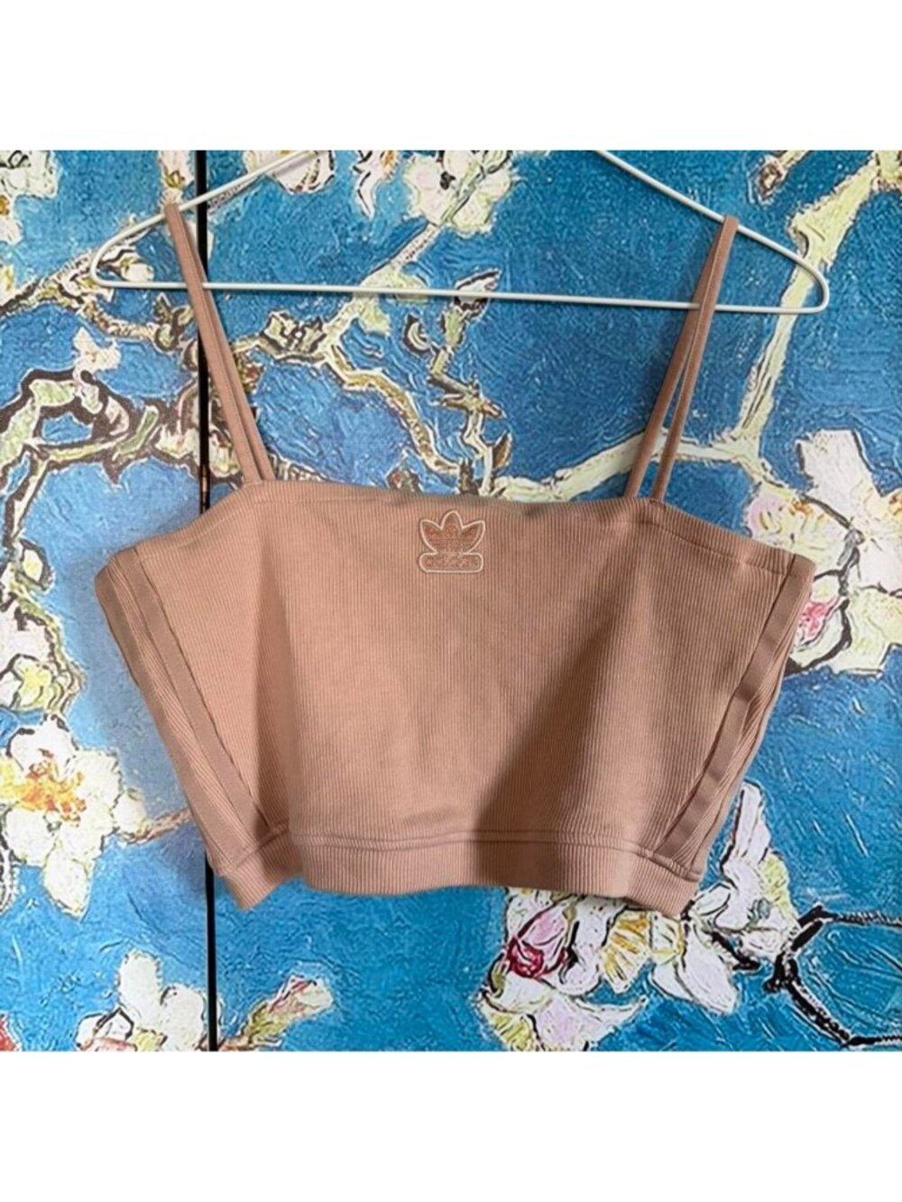 Adidas tan and rose gold crop top